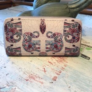 Elephant print wallet, EUC